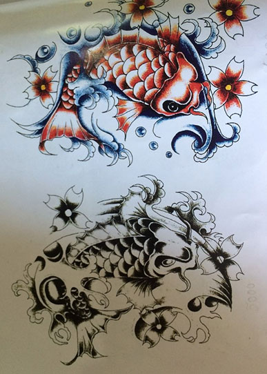 Fish motif from a Chinese tattoo sample book.
