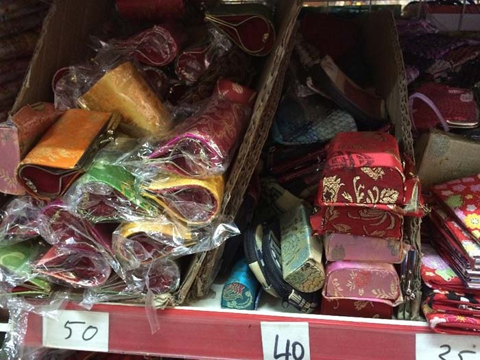 Chinese-style silk boxes and lipstick cases
