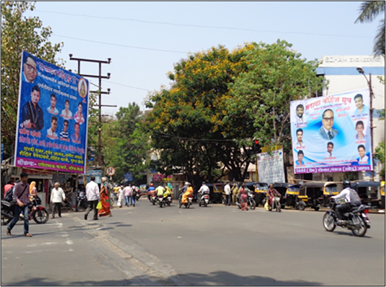Flex boards put up on a busy road to celebrate it's foremost Dalit leader