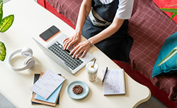 Worker working from home office